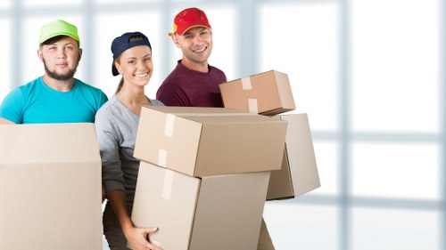 Professional movers handling boxes in Camden